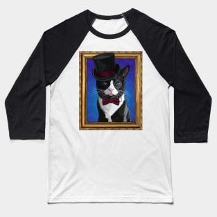 Dapper Gentleman Tuxedo Cat Blepping Baseball T-Shirt